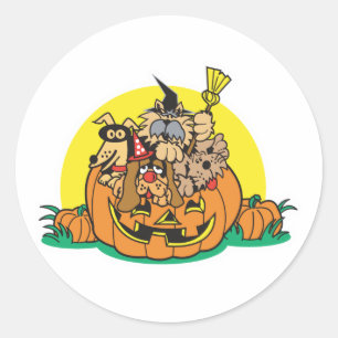 Sticker Rond des chiots dans une citrouille