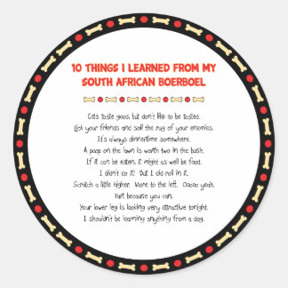 Sticker Rond Des Choses Drôle Que J'Ai Apprises De Boerboel Sud
