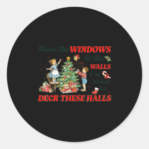 Sticker Rond Des fenêtres aux murs joli Noël vacances