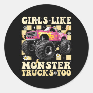 Sticker Rond Des Filles Comme Des Camions Monster Trop Drôle Mo