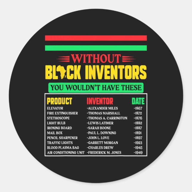 Sticker Rond Des inventeurs noirs oubliés Mois de l'histoire de (Devant)