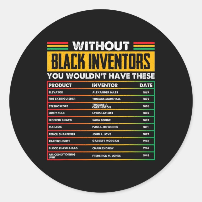 Sticker Rond Des inventeurs noirs oubliés Mois de l'histoire no (Devant)