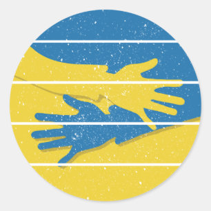 Sticker Rond Des mains minimalistes pour soutenir l'Ukraine, sa