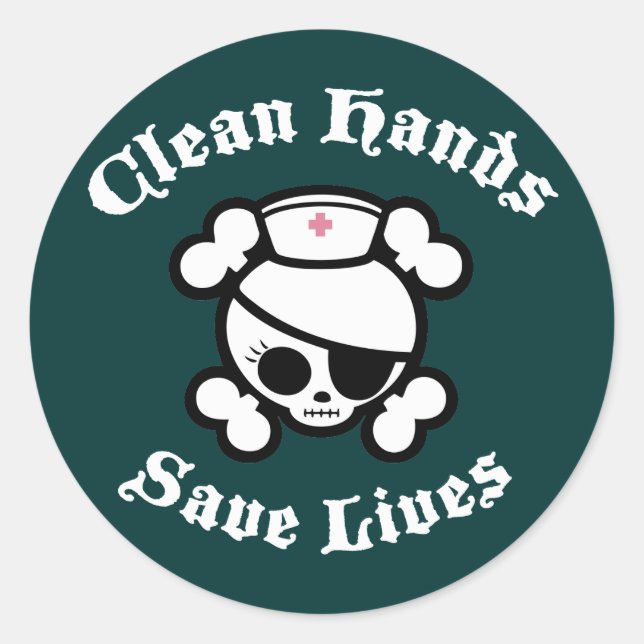 Sticker Rond Des mains propres sauvent des vies (Devant)