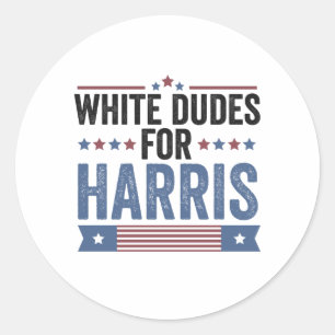 Sticker Rond Des Mecs Blancs Pour Harris Appuient Le Président 