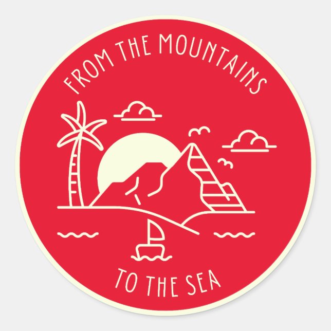 Sticker Rond Des montagnes à la mer (Devant)