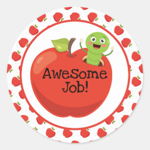 Sticker Rond Des pommes et des vers de travail extraordinaires