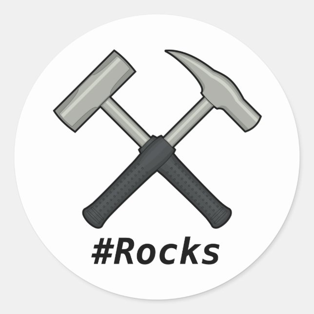 Sticker Rond Des Roches De Livre Croisées Des Marteaux De Roche (Devant)