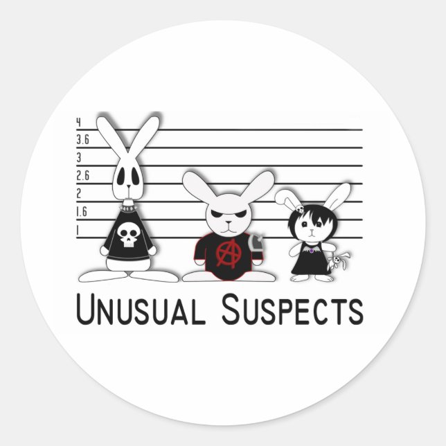 Sticker Rond Des suspects inhabituels (Devant)