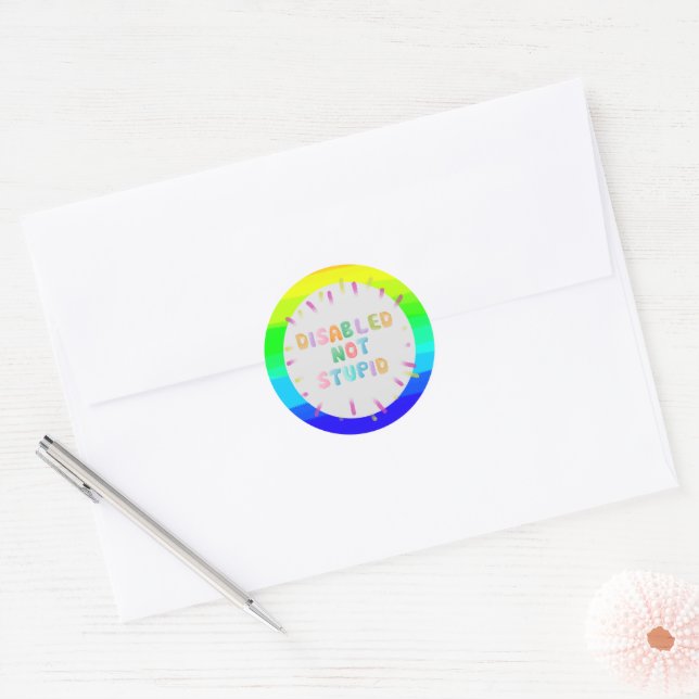 Sticker Rond Désactiver non stupide sensibilisation au handicap (Enveloppe)