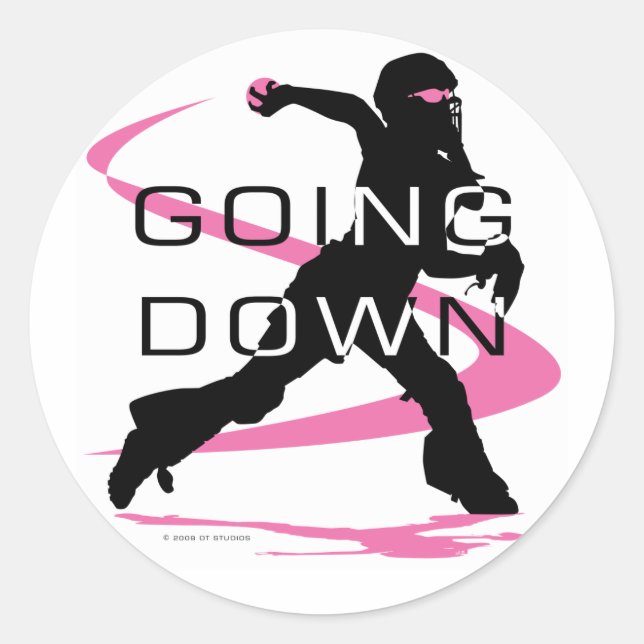 Sticker Rond Descendre Pink Catcher Softball (Devant)