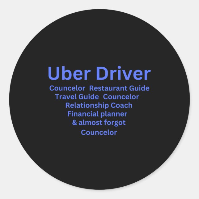 Sticker Rond Description du travail du pilote Uber (Devant)