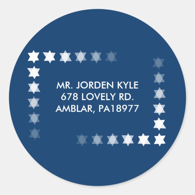 Sticker Rond Desending STARS Bar Bat mitzvah Invi Répondre auto (Devant)