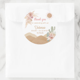 Sticker Rond Desert Boho Girl Baby shower Sud-ouest de l'Arizon