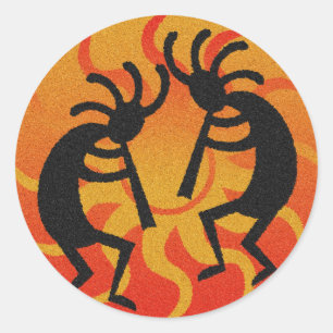 Sticker Rond Désert tribal Sun Sud-Ouest Kokopelli