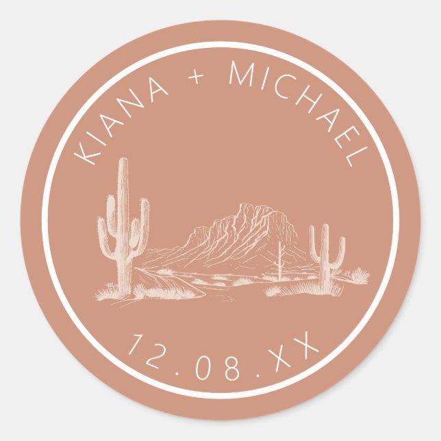 Sticker Rond Desert Vibes Paysage Mariage Terra Cotta ID1019 (Devant)