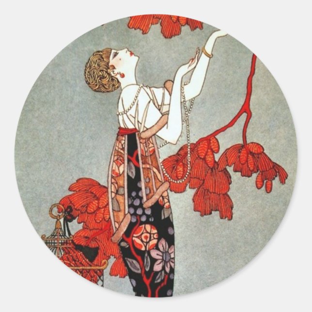 Sticker Rond Design Art Déco de Madame Rouge (Devant)