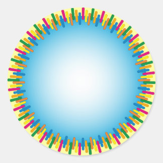 Sticker Rond Design bleu avec bordure colorée
