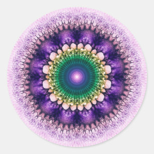 Sticker Rond Design bleu fractal naturel