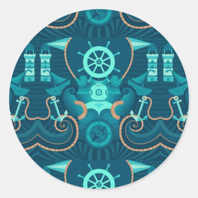 Sticker Rond Design bleu marine (Devant)