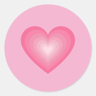 Sticker Rond Design Coeur rose Gradient - Pastel Pink Love Sign