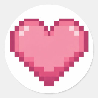 Sticker Rond Design Coeur rose Pixelé