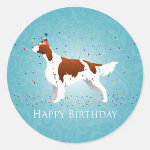 Sticker Rond Design d'anniversaire irlandais rouge et blanc