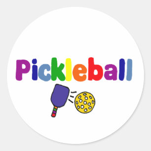 Sticker Rond Design d'art de Pickleball coloré
