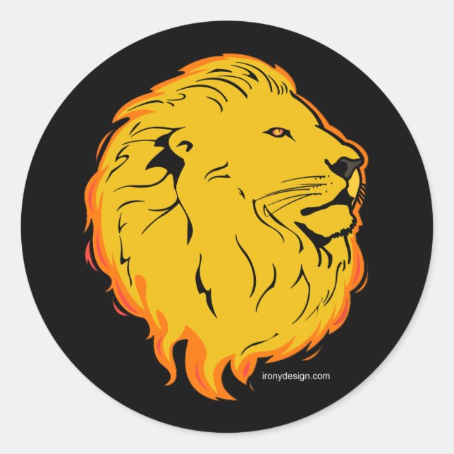 Sticker Rond Design d'art Lion (Devant)