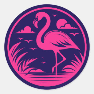 Sticker Rond Design de cercle d'été flamant rose-68730