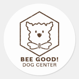 Sticker Rond Design de chien et d'abeille