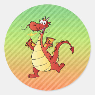 Sticker Rond Design de dragon de dessin animé