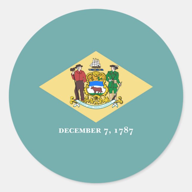Sticker Rond Design de drapeau d'état du Delaware (Devant)