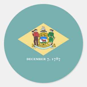 Sticker Rond Design de drapeau d'état du Delaware
