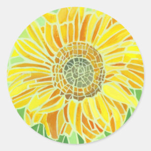 Sticker Rond Design de mosaïque de tournesol