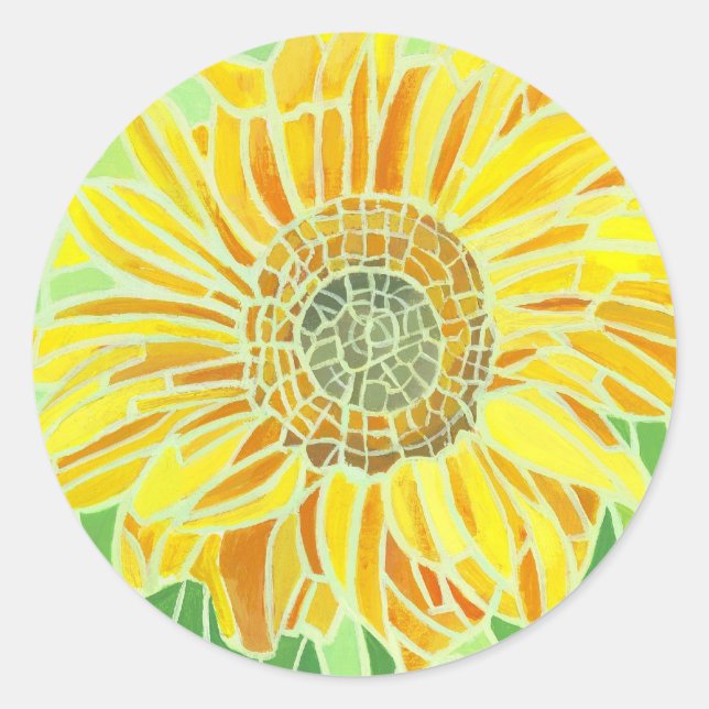 Sticker Rond Design de mosaïque de tournesol (Devant)