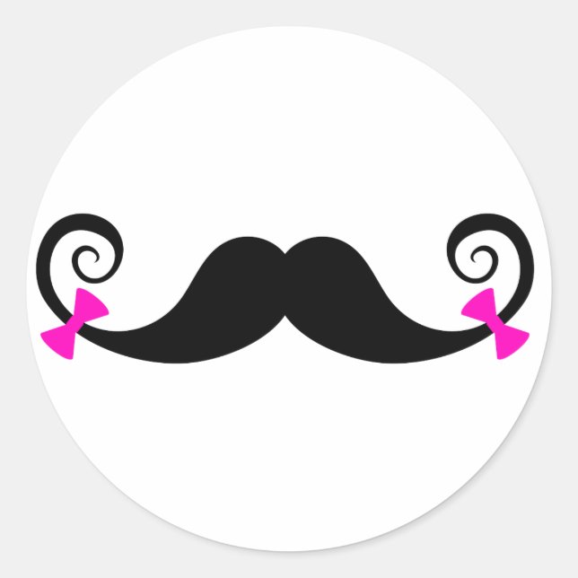 Sticker Rond Design de moustache avec arcs roses (Devant)