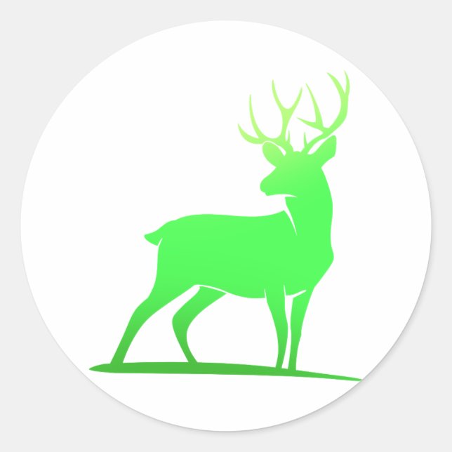 Sticker Rond Design de silhouette de cerf vert (Devant)