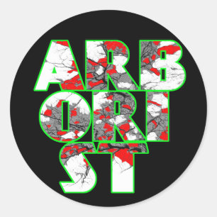 Sticker Rond Design de texte Cool arboriste vert et rouge