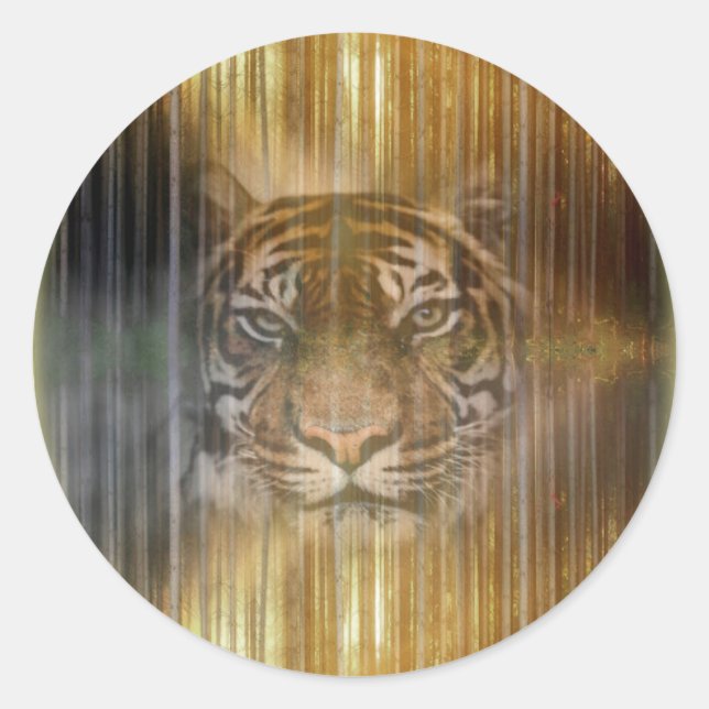Sticker Rond Design de tigre solitaire (Devant)