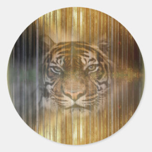 Sticker Rond Design de tigre solitaire