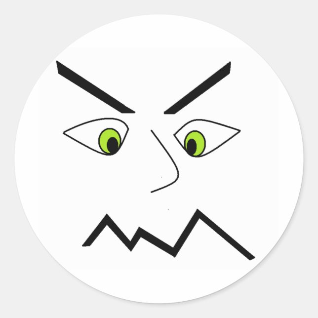 Sticker Rond Design de visage de stress grincheux (Devant)