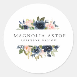 Sticker Rond Design d'intérieur Floral Aquarelle Rose Marine Gi