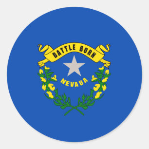 Sticker Rond Design du drapeau d'état du Nevada