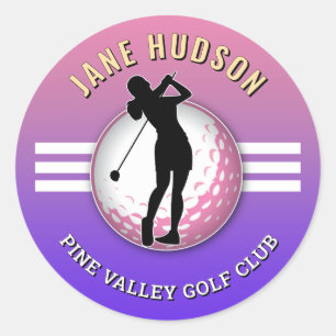 Sticker Rond Design élégant de Golfeur pour femmes