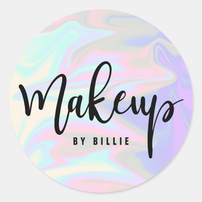 Sticker Rond Design élégant et élégant maquillage holographique (Devant)