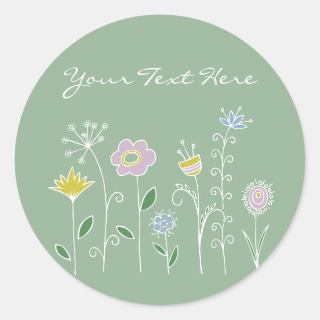 Sticker Rond Design graphique des fleurs (Devant)