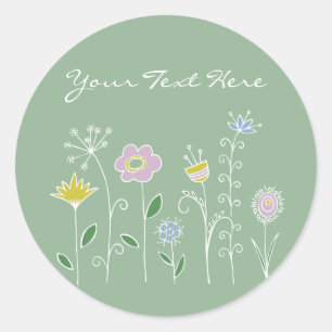 Sticker Rond Design graphique des fleurs
