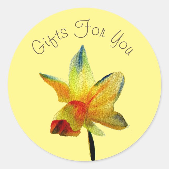 Sticker Rond Design jonquille jaune Marque commerciale cadeau (Devant)
