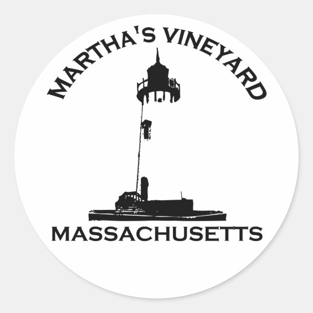 Sticker Rond Design "Lighthouse" du vignoble de Martha. (Devant)